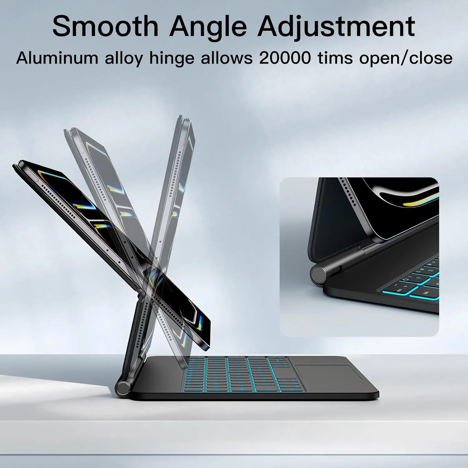 JUQITECH Magic-Type Keyboard Case for iPad Pro 11-inch (M4), Backlight Multi-Touch Trackpad iPad Keyboard with Function Row, Easy-Set Soft Protective Magnetic Stand Case 2024, Auto Sleep/Wake
