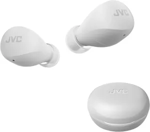 JVC Compact and Lightweight Gumy Mini True Wireless Earbuds Headphones, Long Battery Life (up to 23 Hours), Sound with Neodymium Magnet Driver, Water Resistance (IPX4) - HAA6TW (White)