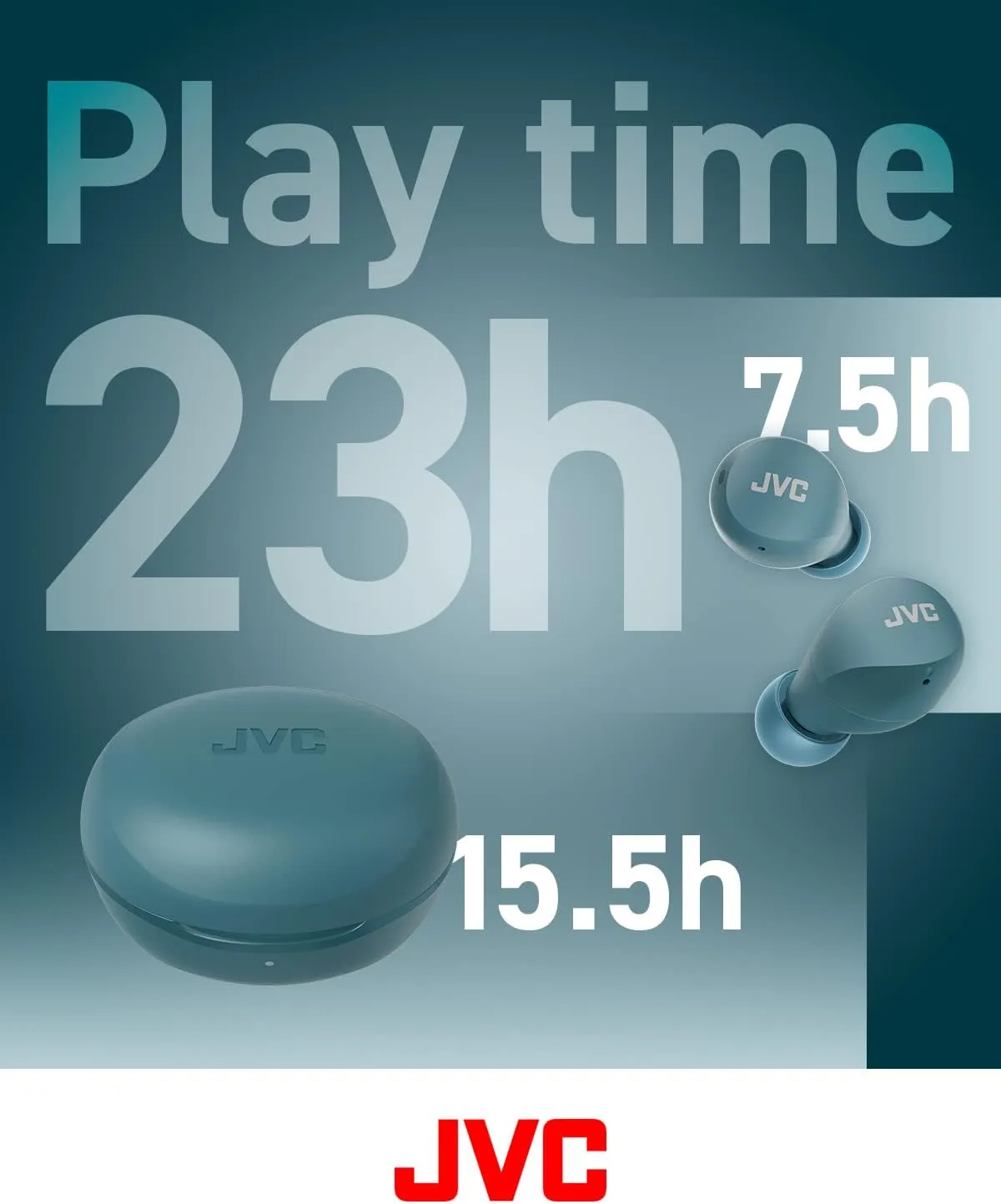 JVC Compact and Lightweight Gumy Mini True Wireless Earbuds Headphones, Long Battery Life (up to 23 Hours), Sound with Neodymium Magnet Driver, Water Resistance (IPX4) - HAA6TZ (Green)