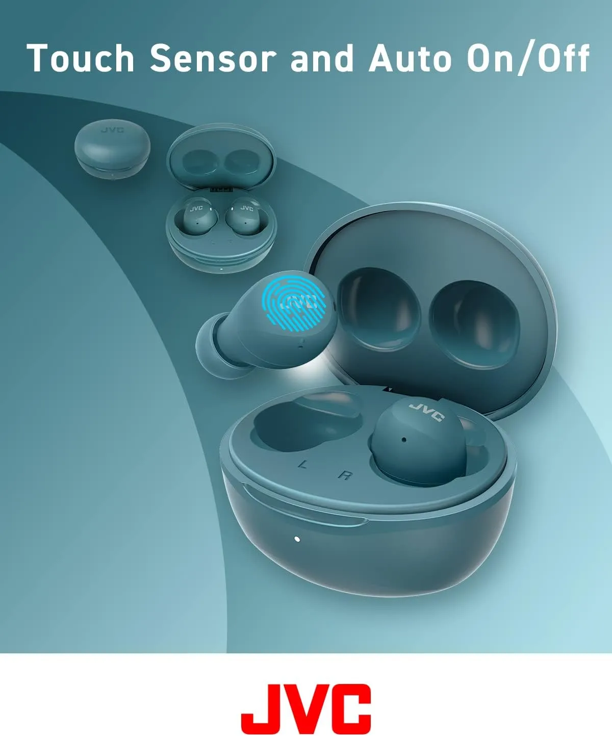 JVC Compact and Lightweight Gumy Mini True Wireless Earbuds Headphones, Long Battery Life (up to 23 Hours), Sound with Neodymium Magnet Driver, Water Resistance (IPX4) - HAA6TZ (Green)