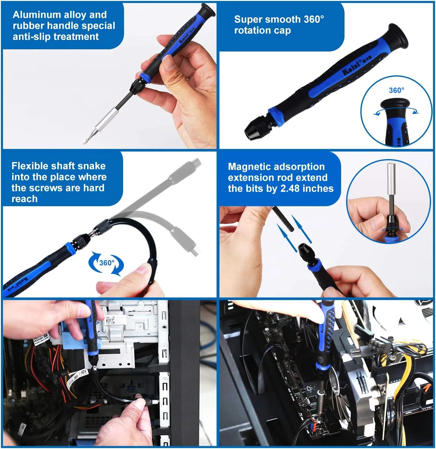 Kaisi 136 in 1 Electronics Repair Tool Kit Professional Precision Screwdriver Set Magnetic Drive Kit with Portable Bag