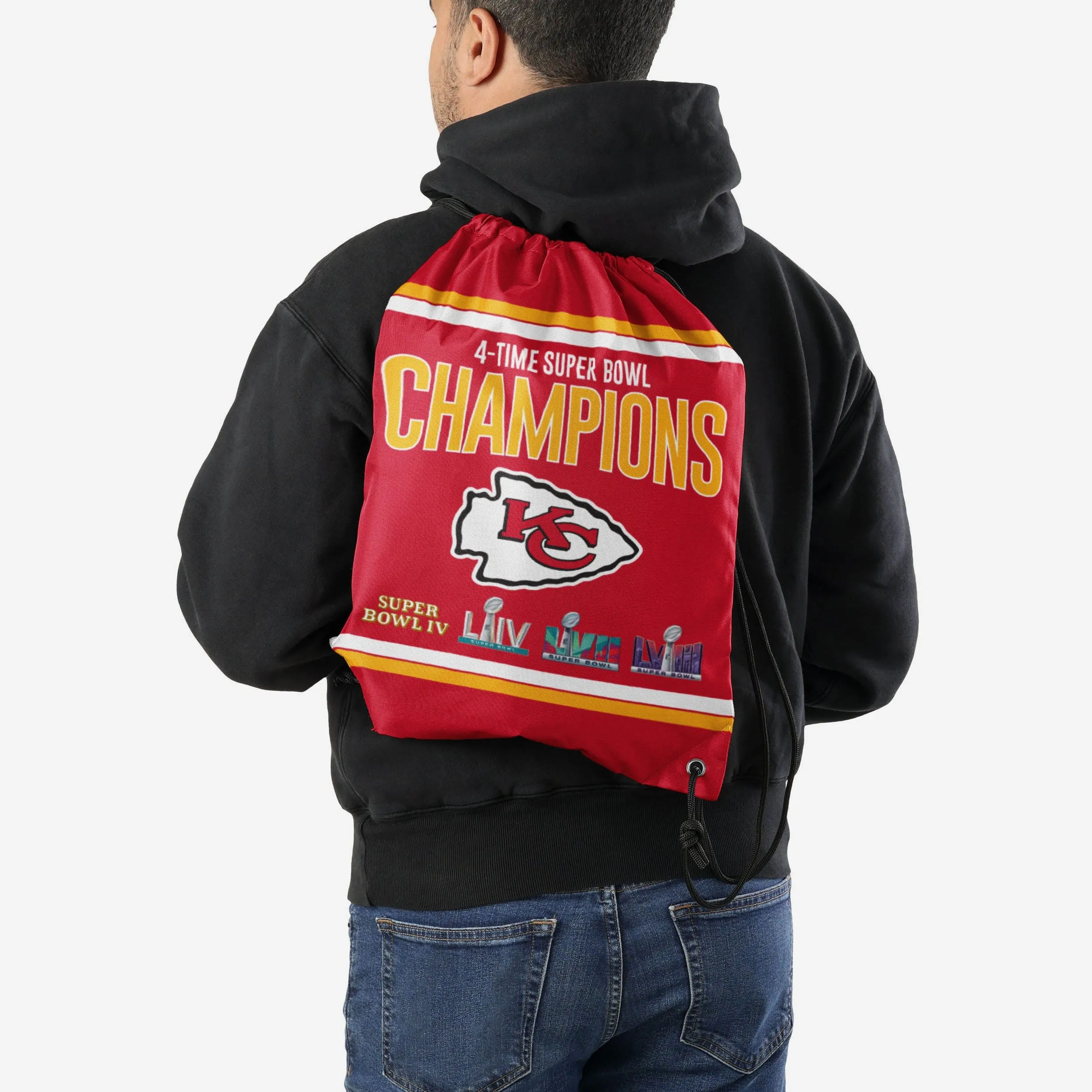 Kansas City Chiefs Super Bowl LVIII Multi-Champ Team Color Drawstring Backpack
