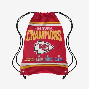 Kansas City Chiefs Super Bowl LVIII Multi-Champ Team Color Drawstring Backpack