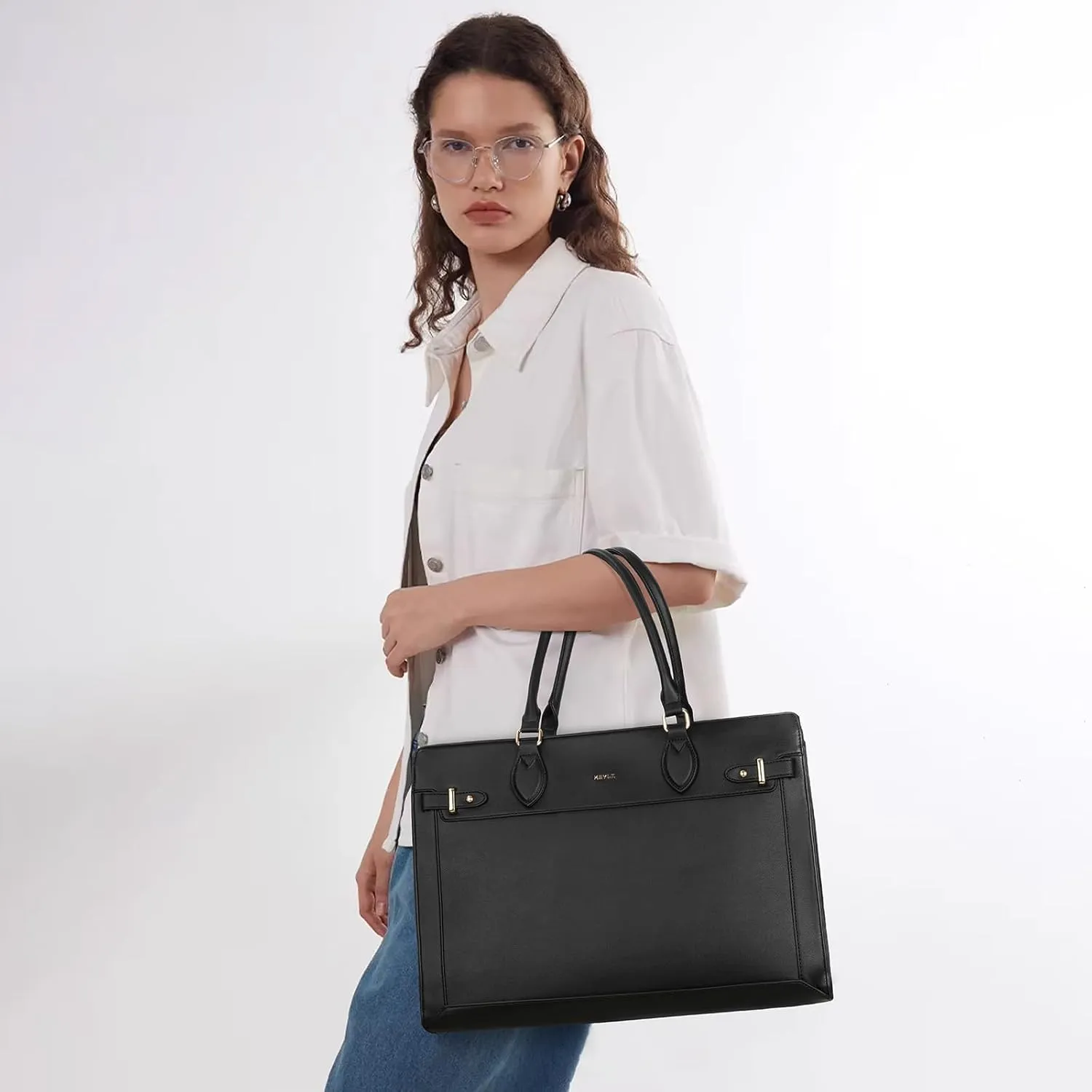 Keyli 3pc Laptop Tote Bag for Women 15.6 Inch Work Bag Business Computer Briefcase Waterproof Leather Messenger Bags Purses