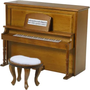 KICHOUSE 1set Miniature Piano and Stool Dollhouse Decorative Craft Model Piano Furniture for Mini House Accessories Walnut Finish Landscape Decoration