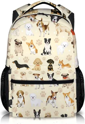 Kids Backpack, Cute Dog Bookbag, Gift for Kids Back to School, 17 Inch Student Backpacks for Preschool Elementary Kindergarten Travel Camping