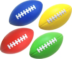 Kids Football 4-Pack - 7.25" Foam Mini Footballs - Soft, Colorful, Includes Green, Yellow, Blue, Red