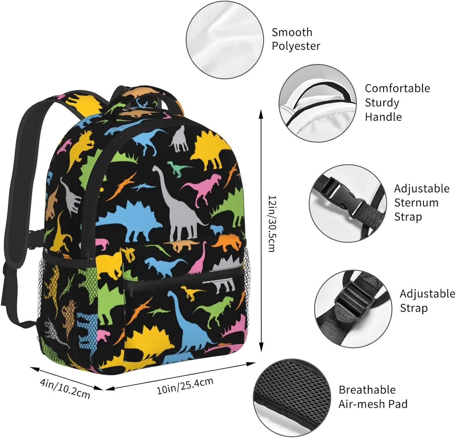 Kid's Mini Backpack 12 inch Colorful Dinosaur Backpack Schoolbag Preschool Kindergarten Children Bag Nursery Travel Bag for Toddler Boys Girls Age 3-7