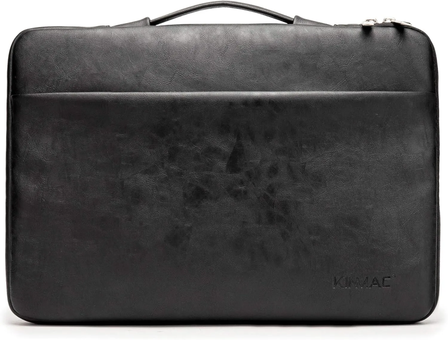Kinmac 360 Degree Protective Laptop Sleeve Case Bag with Handle for MacBook Air 15 inch and 15 inch-15.6 inch HP Lenovo Dell ASUS Acer Notebook Computer (Black PU)