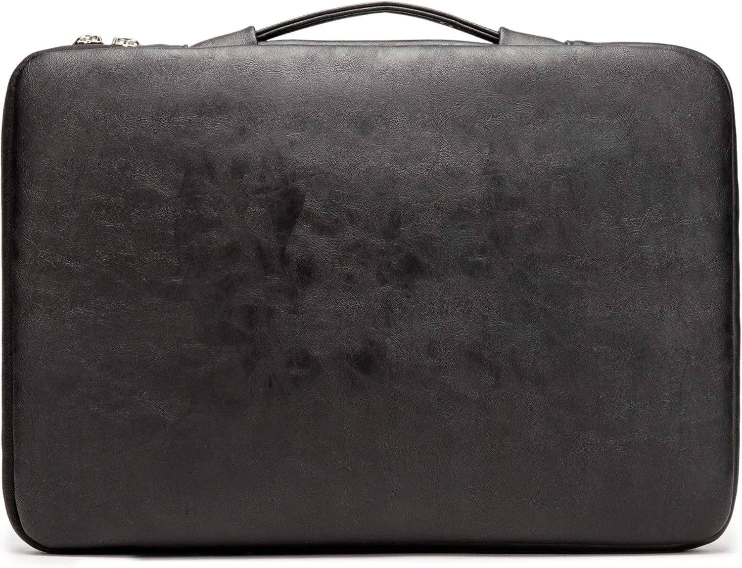 Kinmac 360 Degree Protective Laptop Sleeve Case Bag with Handle for MacBook Air 15 inch and 15 inch-15.6 inch HP Lenovo Dell ASUS Acer Notebook Computer (Black PU)