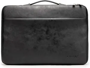 Kinmac 360 Degree Protective Laptop Sleeve Case Bag with Handle for MacBook Air 15 inch and 15 inch-15.6 inch HP Lenovo Dell ASUS Acer Notebook Computer (Black PU)