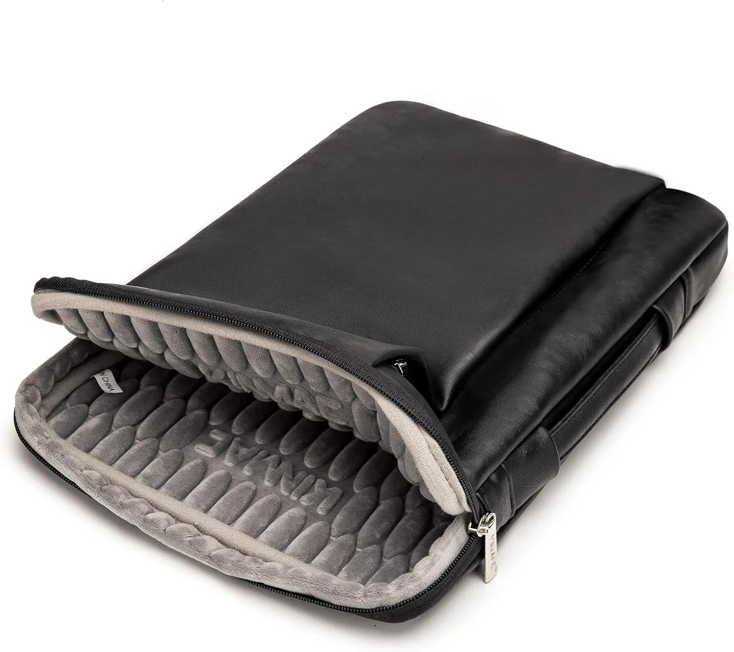 Kinmac 360 Degree Protective Laptop Sleeve Case Bag with Handle for MacBook Air 15 inch and 15 inch-15.6 inch HP Lenovo Dell ASUS Acer Notebook Computer (Black PU)
