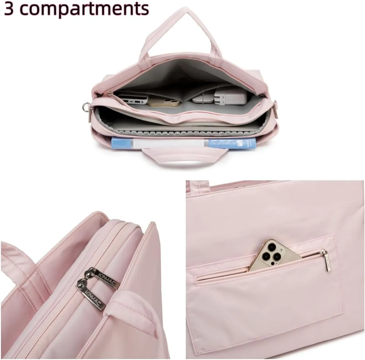 Kinmac 360° Protective Full Cushioned Muti-Compartments Laptop Shoulder Case Bag Briefcase For 16 inch HP,Lenovo,Dell,ASUS,Acer Ultrabook and Business Laptop (Pink)