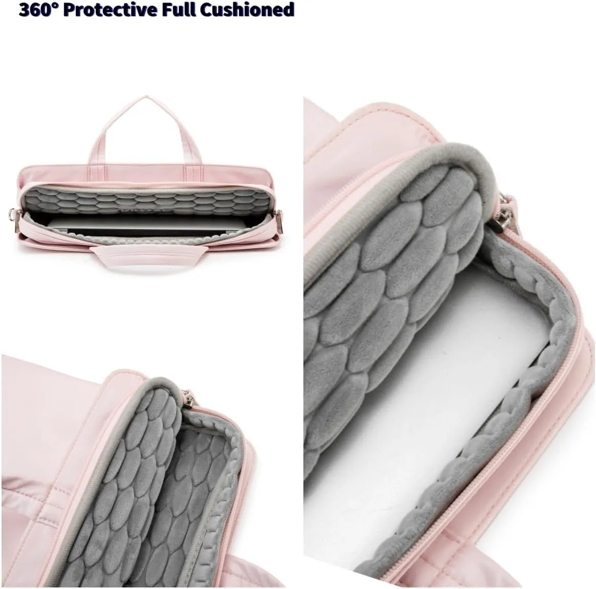 Kinmac 360° Protective Full Cushioned Muti-Compartments Laptop Shoulder Case Bag Briefcase For 16 inch HP,Lenovo,Dell,ASUS,Acer Ultrabook and Business Laptop (Pink)
