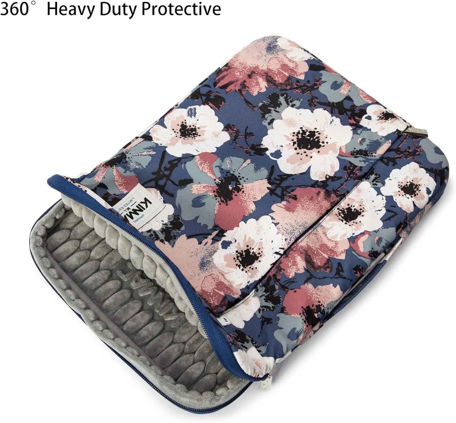 Kinmac 360° Protective Laptop Sleeve Case Bag Cover with Handle for MacBook Air 15 inch, and 15 inch-15.6 inch HP,Lenovo,Dell,ASUS,Acer Notebook Computer (Camellia)