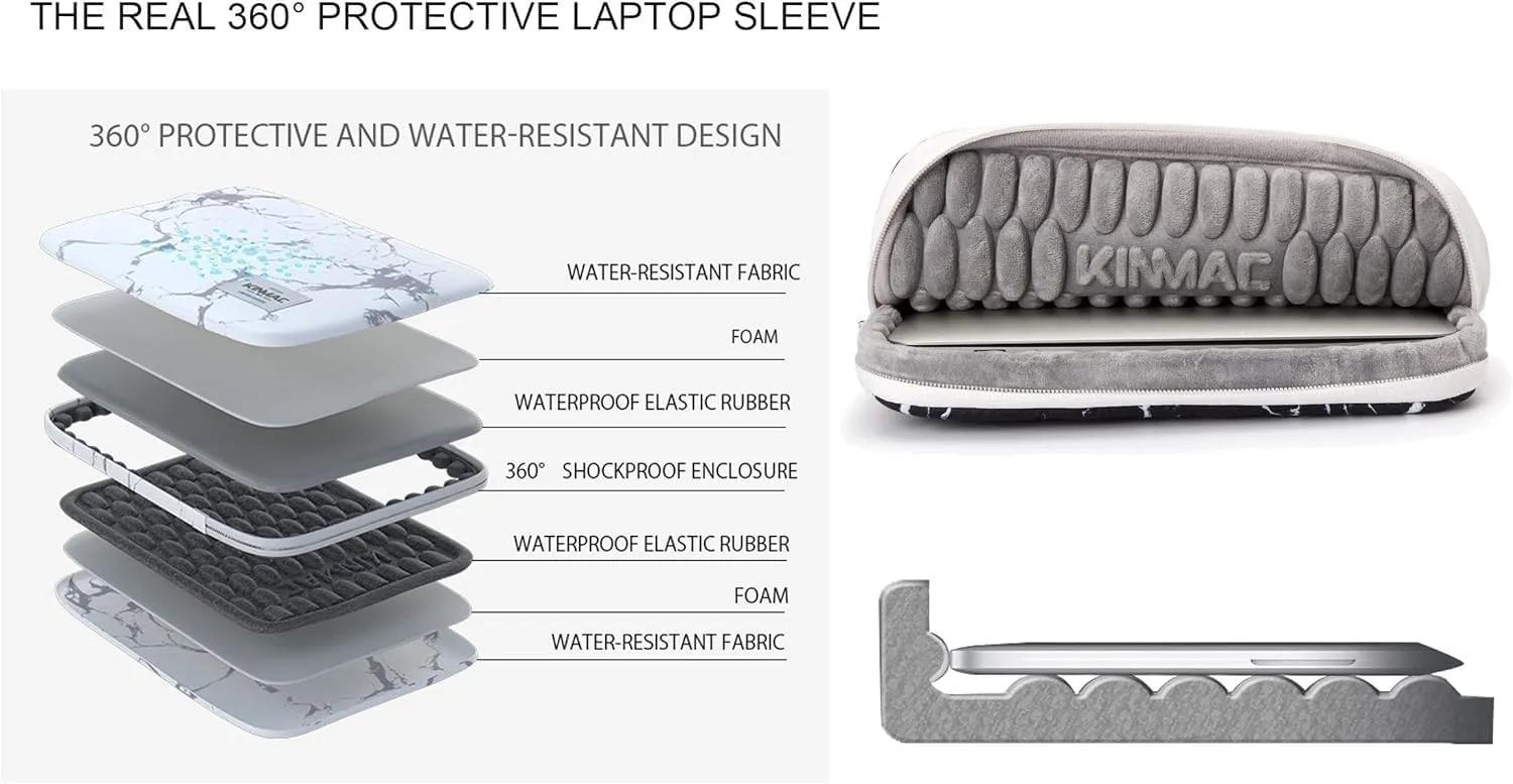 Kinmac 360° Protective Laptop Sleeve Case Bag Cover with Handle for MacBook Air 15 inch, and 15 inch-15.6 inch HP,Lenovo,Dell,ASUS,Acer Notebook Computer (Camellia)