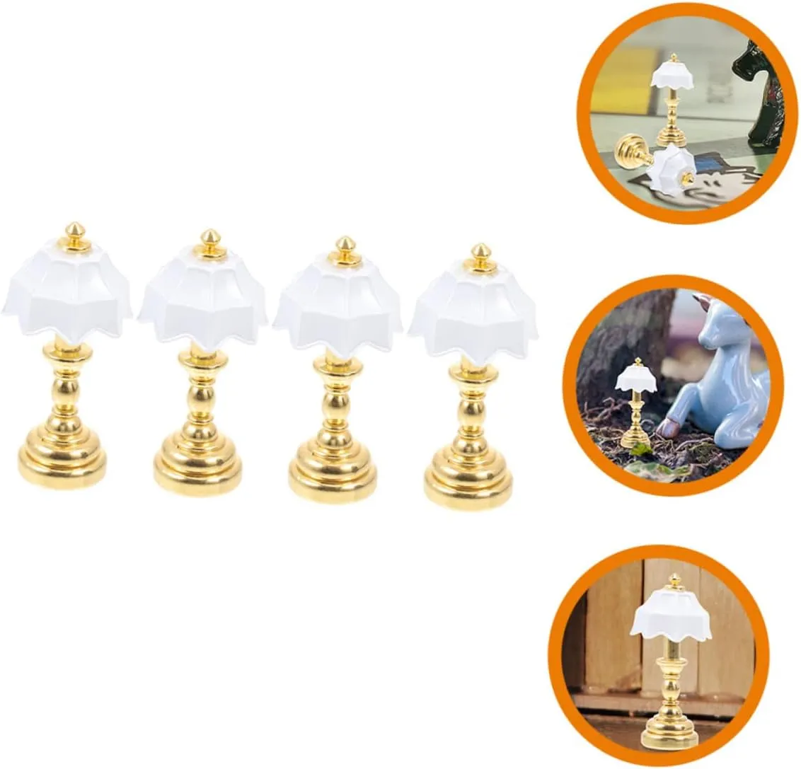 Kisangel 20pcs Miniature Table Lamp Led Desk Lights for Dollhouse Decor Retro Design Compact for Miniature Scenes and Craft Projects