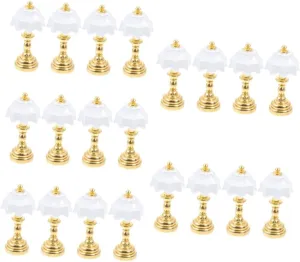Kisangel 20pcs Miniature Table Lamp Led Desk Lights for Dollhouse Decor Retro Design Compact for Miniature Scenes and Craft Projects