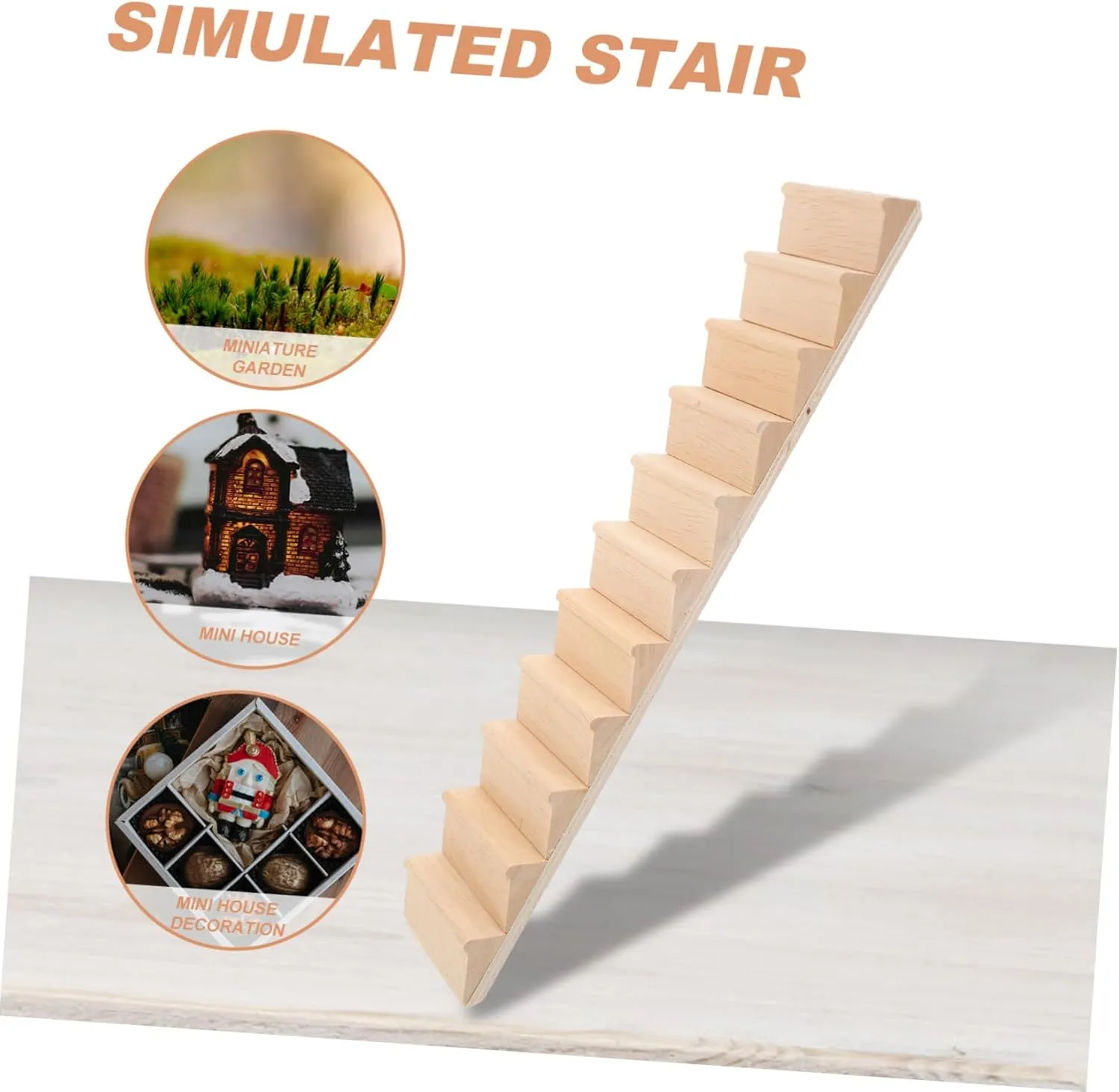 Kisangel 3pcs Miniature Wooden Staircase Ornament for Dollhouse Mini House Stairs Decor for Creative Play Safe Wooden Design for Boys and Girls Imagination and Building Scenes