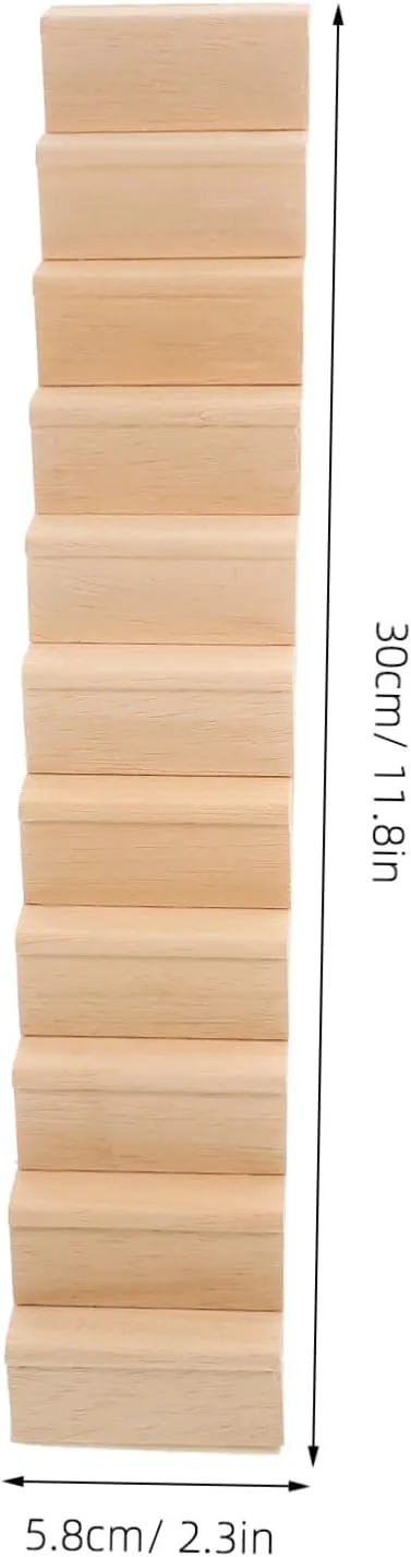 Kisangel 3pcs Miniature Wooden Staircase Ornament for Dollhouse Mini House Stairs Decor for Creative Play Safe Wooden Design for Boys and Girls Imagination and Building Scenes
