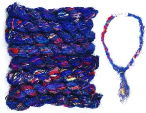 KISSITTY Pure Silk Cord 13 Yards Medium Blue Gradient Color Silk Yarn 2-5mm Colorful Decorative Thread for DIY Braid Necklace Bracelet Earring Jewelry Making Knotting Crafting Hair Decor