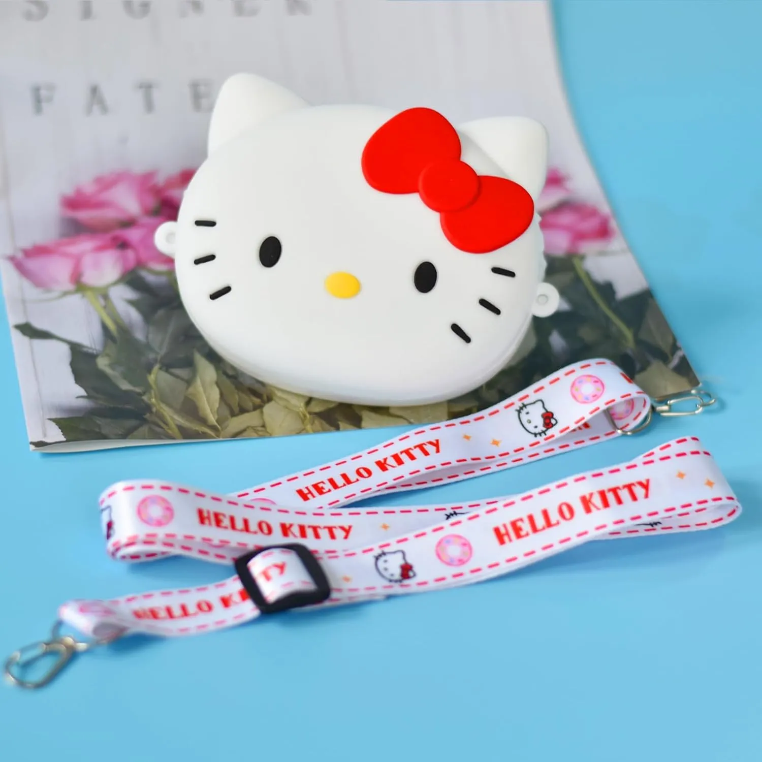 Kitty Crossbody Bag with Adjustable Shoulder Strap, Handbag with Zipper Cute Mini Anime Kitty Coin Wallet Purse