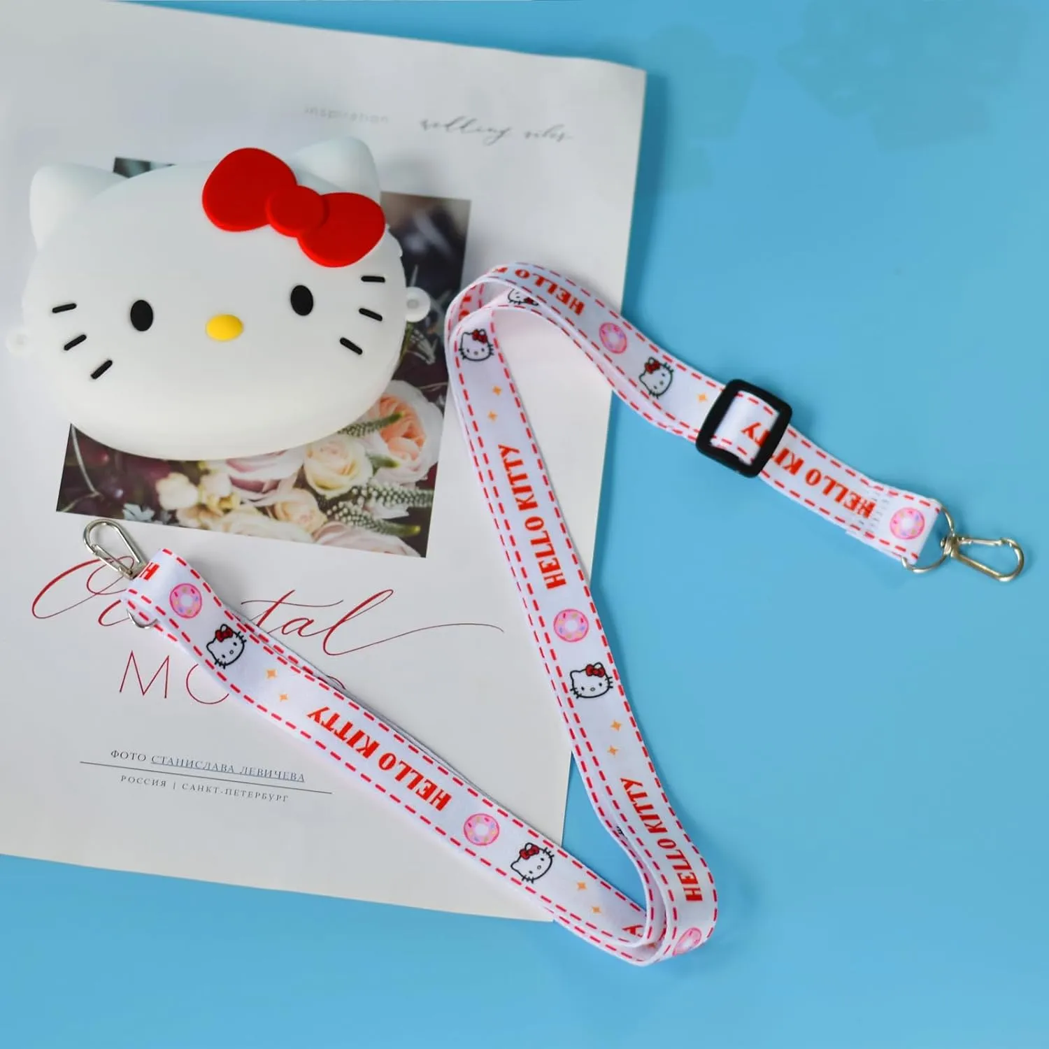 Kitty Crossbody Bag with Adjustable Shoulder Strap, Handbag with Zipper Cute Mini Anime Kitty Coin Wallet Purse