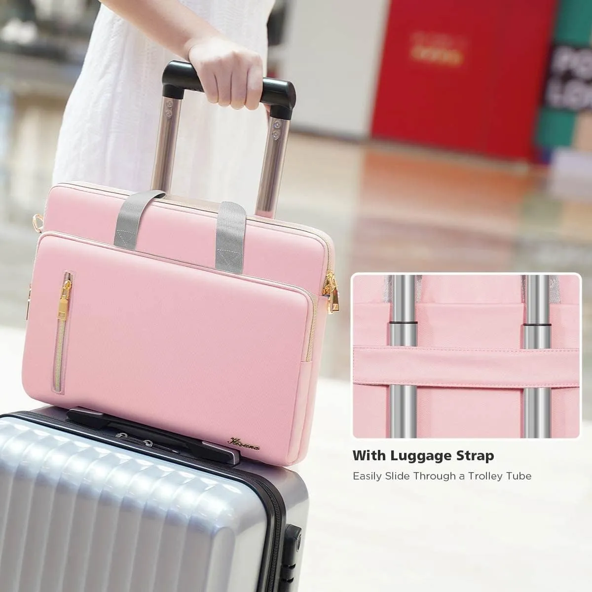 KIZUNA Laptop Bag Case 13.3 Inch Computer Shoulder Messenger Sleeve Briefcase For MacBook Air M2 13" 2022/13" MacBook Air 2017/14" Lenovo ThinkPad X1 Carbon/Yoga C740 C930/IdeaPad C340/Huawei,Pink