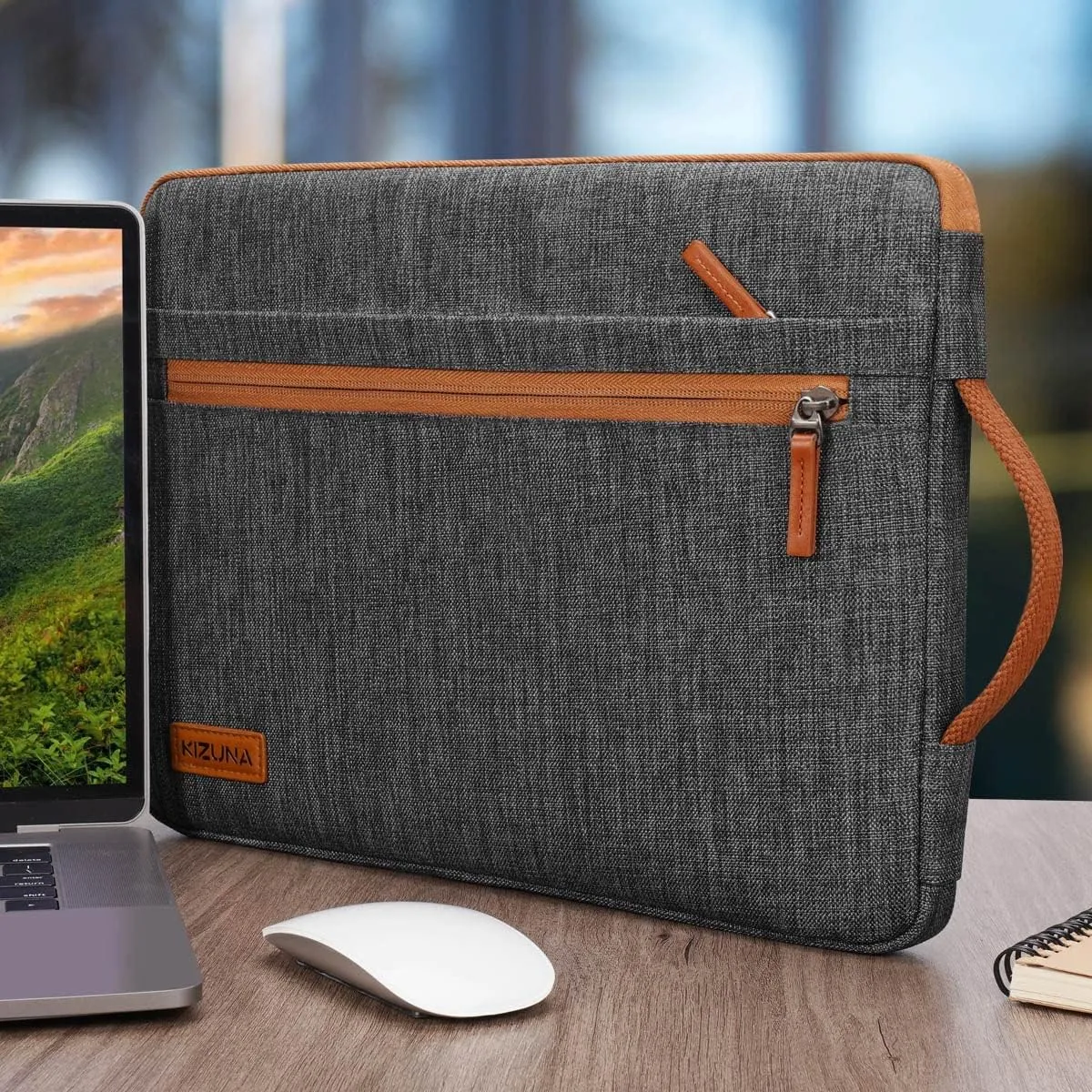 KIZUNA Laptop Sleeve Case 15.6 Inch Water-Resistant Computer Carrying Bag for MacBook Pro 16 M1 M2 Max 2023/Dell XPS 15/HP Envy x360 15/16" Lenovo IdeaPad Flex 5i/LG gram 15/HUAWEI MateBook D 16,Brown
