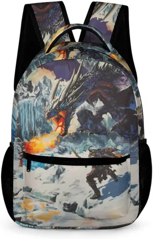 Knight Battle Flame Evil Dragon Cute Backpack Travel Bag Small Back Packs Funny Print Mini Daypack