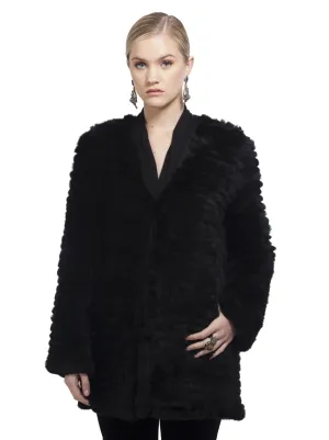 Knit Rabbit Coat in Black