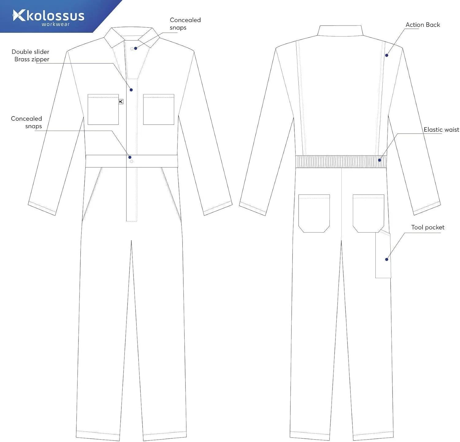 Kolossus Coveralls for Men Long Sleeve Cotton Blend Work Jumpsuit