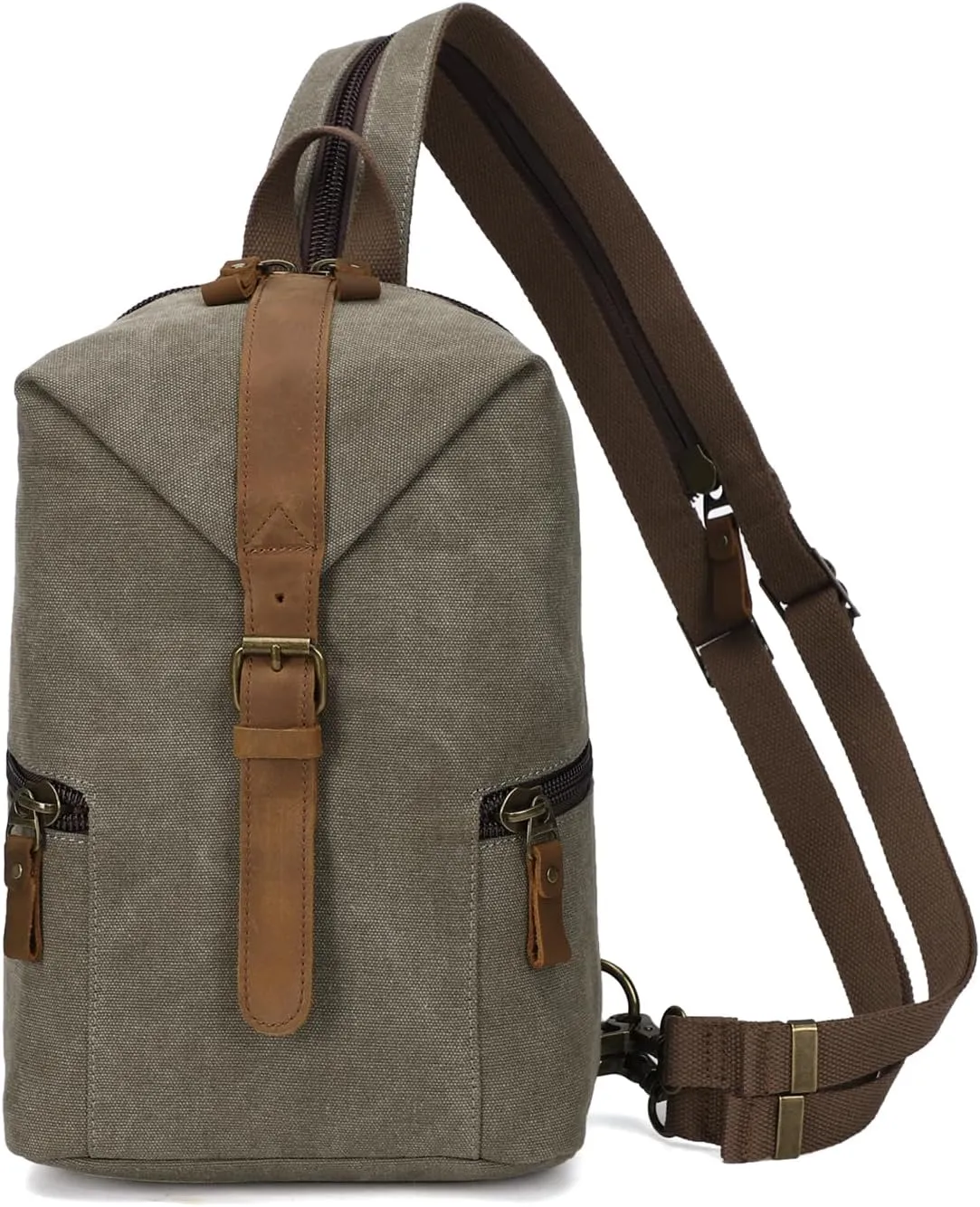 KouLi Buir Canvas Sling bag,Small Crossbody Backpack,Convertible Chest Bag Casual Daypack For Outdoor Cycling Hiking Travel (B2463-Olive Green)