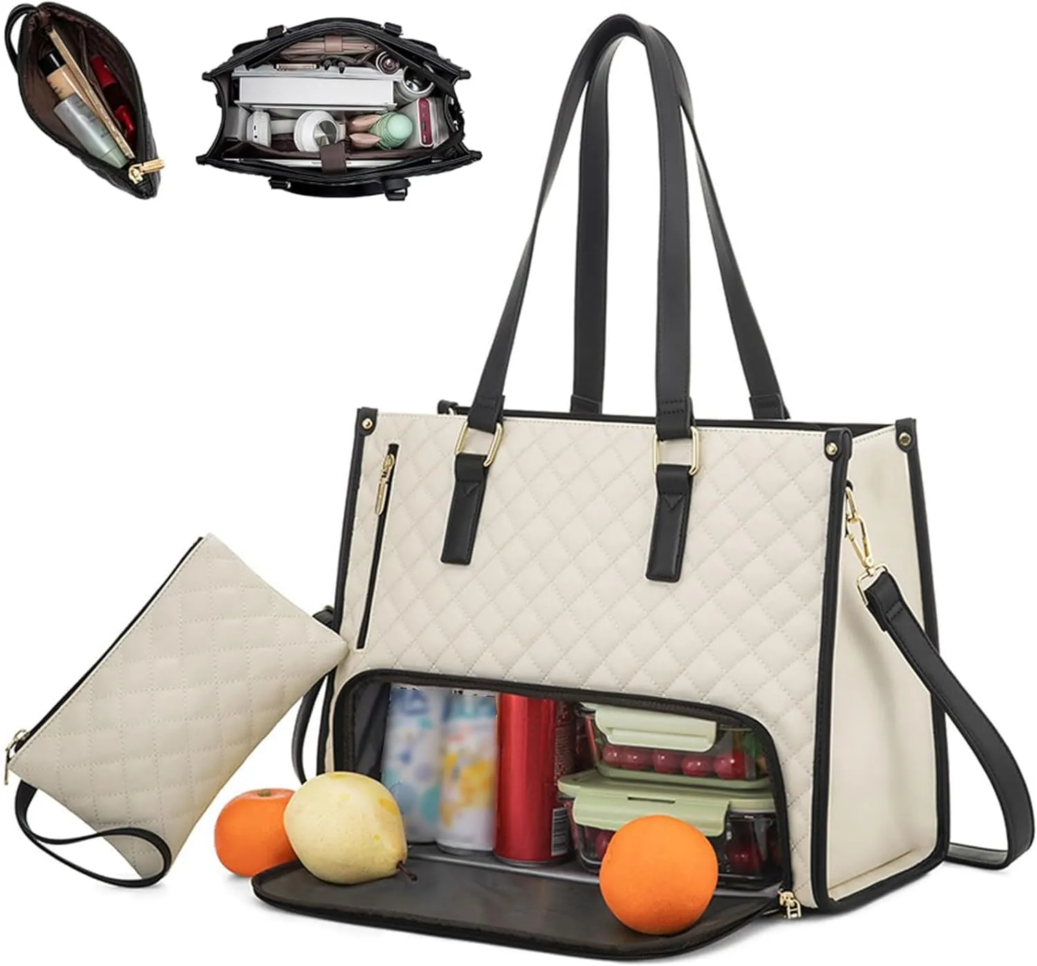 Kristie Leblanc Tote Bag, 2 in 1 Tote Bag Lunch Bag Combo, 15.6 Inch Bags with Lunch Compartment for Women