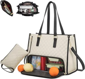 Kristie Leblanc Tote Bag, 2 in 1 Tote Bag Lunch Bag Combo, 15.6 Inch Bags with Lunch Compartment for Women