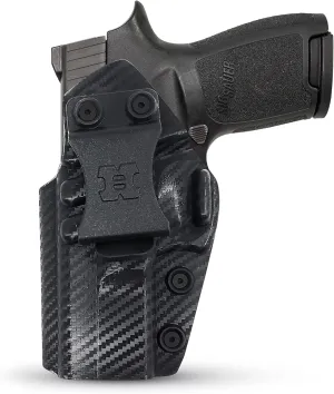 Kydex Holster for SIG P250 - Concealed Carry Iwb Holster by Houston - Lined Inside for Strong Retention and Maximum Protection - Reinforced Plastic Clip - Carbon Fiber - Lightweight Durable