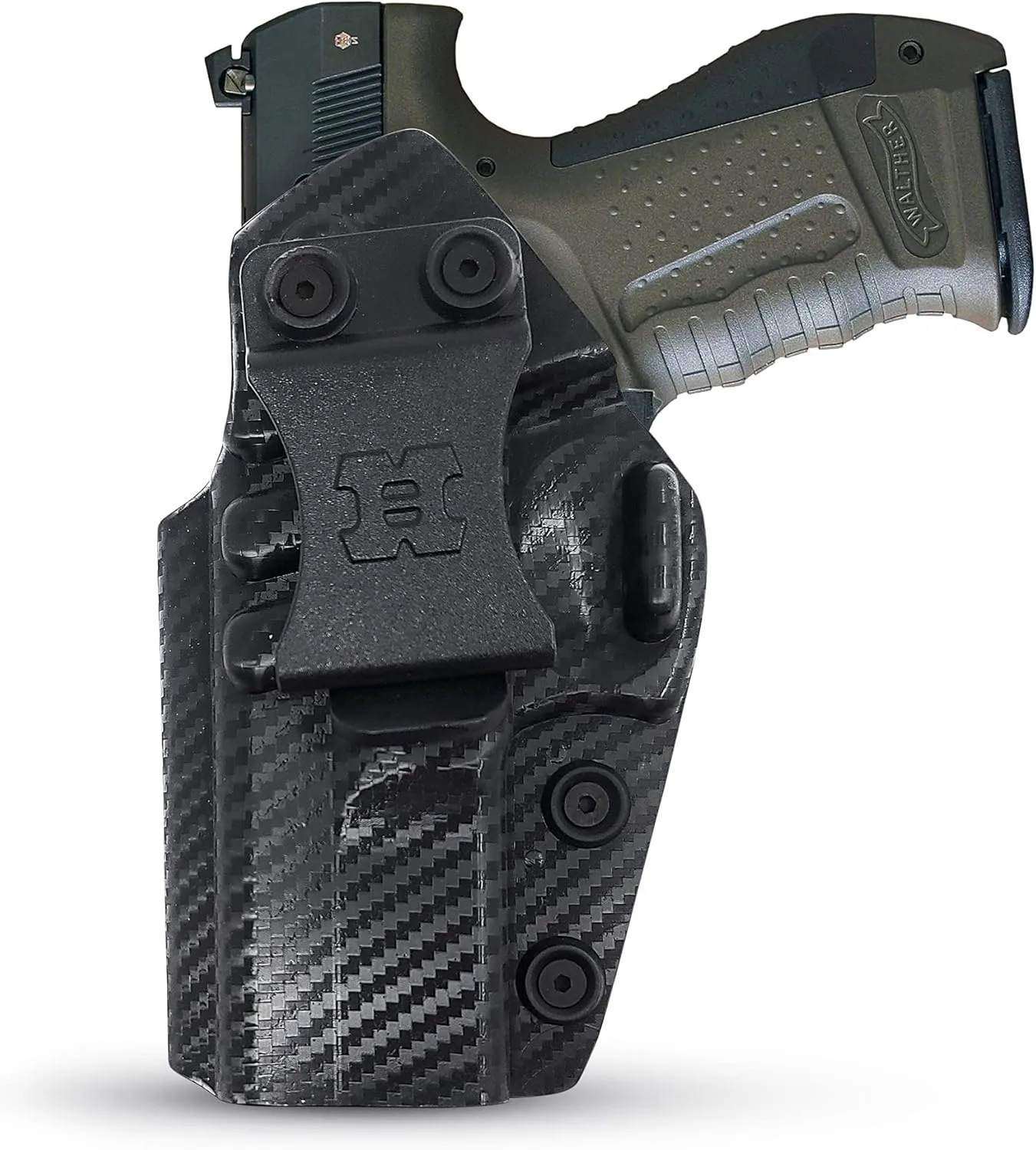 Kydex Holster for Walther PPQ / P99 - Concealed Carry Iwb - Lined Inside for Strong Retention and Maximum Protection - Reinforced Plastic Clip - Carbon Fiber - Lightweight Durable