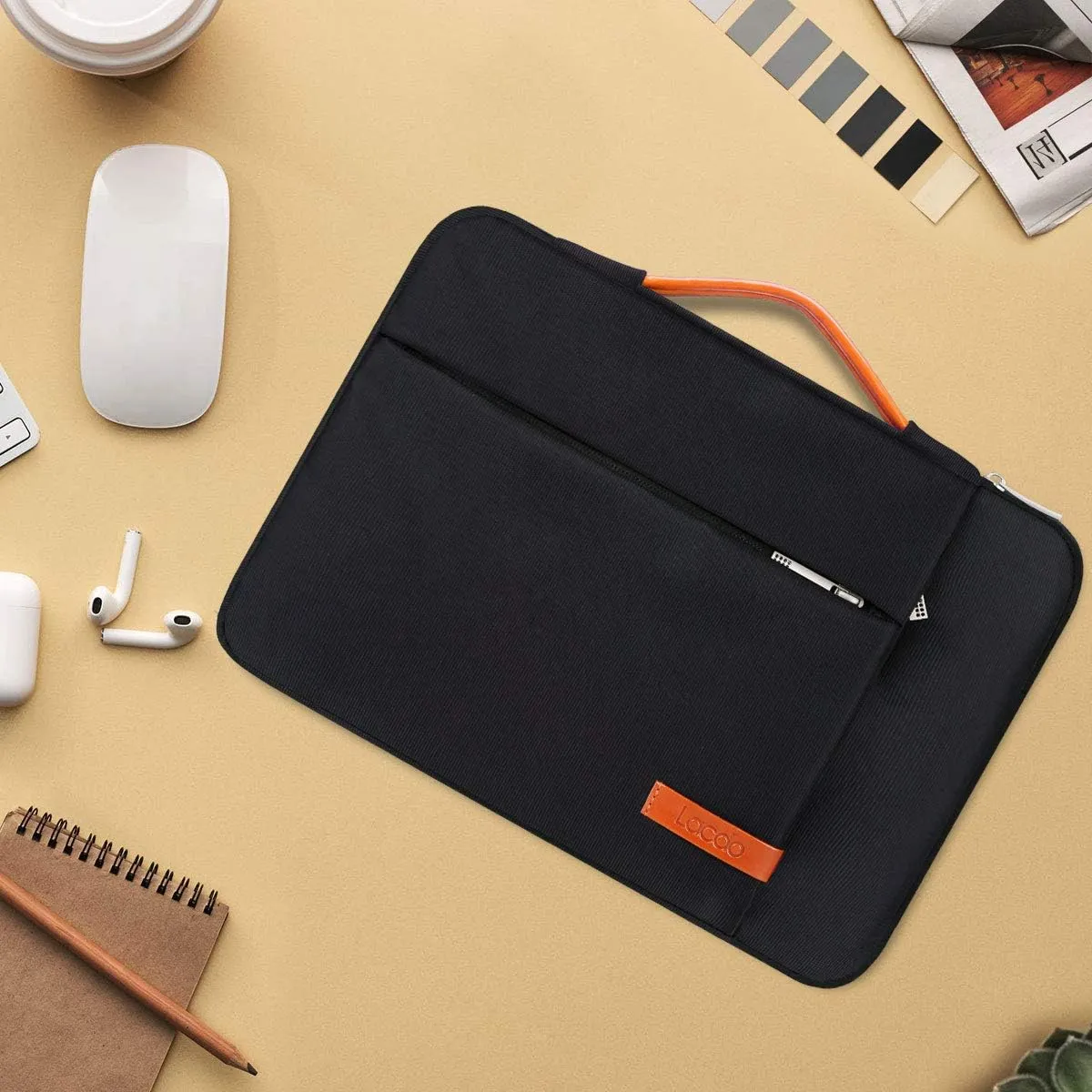 Lacdo 360° Protective Laptop Sleeve Case for 13 inch New MacBook Air M4 A3240 2025, M3 A3113, M2 A2681, M1 A2337 | 13" MacBook Pro M2/M1 A2338 A2251 | 13" iPad Air M3 / iPad Pro M4 Computer Bag, Black