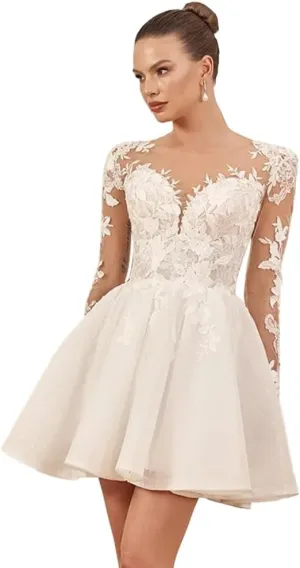 Lace Short Wedding Dresses for Bride Beach Strapless Tulle Mini Tight Bridal Gowns for Wedding