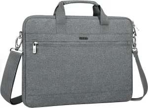 LANDICI 360° Protective Laptop Bag Case 14-15 Inch with Shoulder Strap & Handle, Waterproof Computer Sleeve Cover for MacBook Air/Pro 15, Chromebook 14, Slim Briefcase for Men Women, Grey