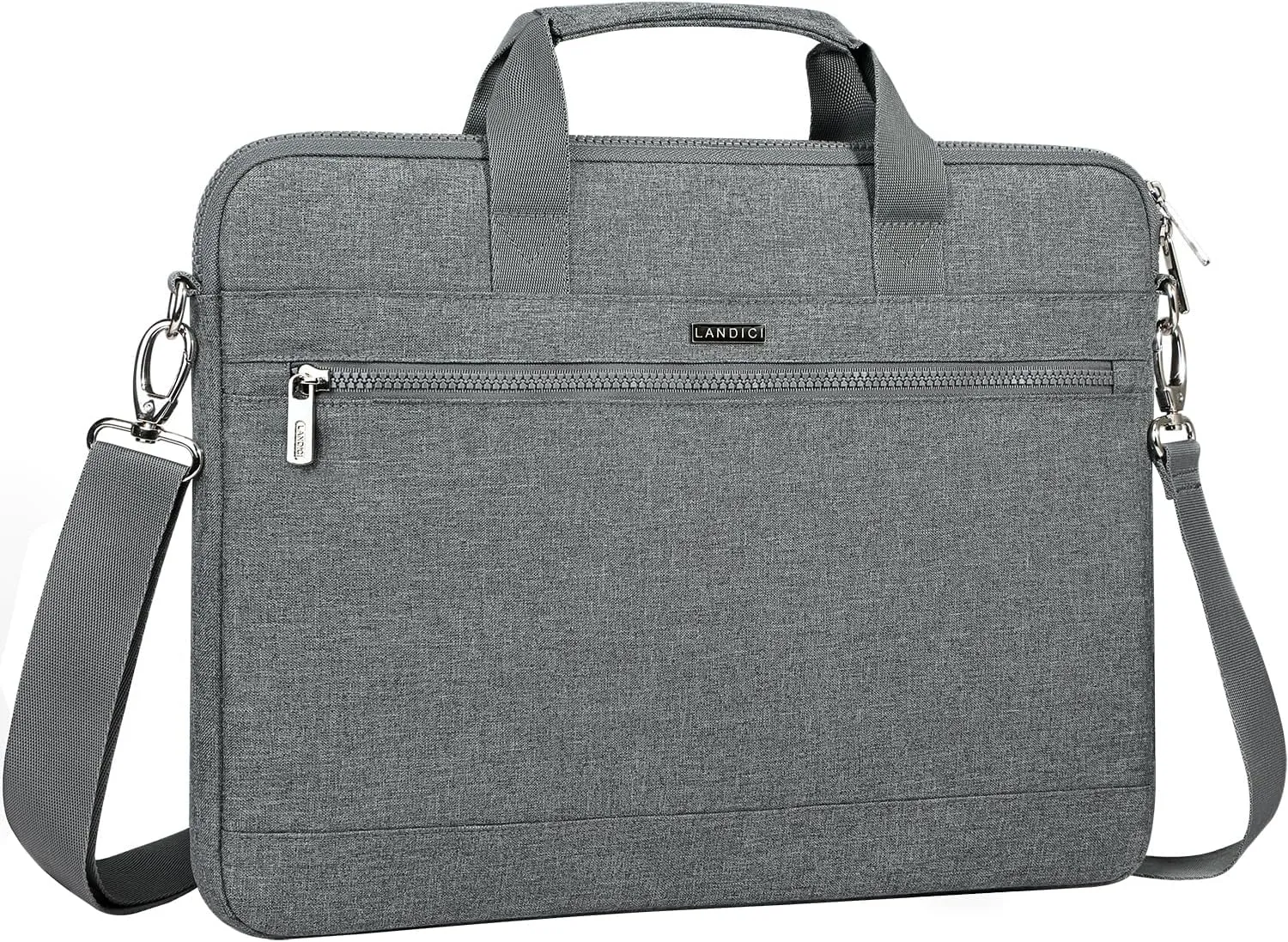 LANDICI 360° Protective Laptop Bag Case 14-15 Inch with Shoulder Strap & Handle, Waterproof Computer Sleeve Cover for MacBook Air/Pro 15, Chromebook 14, Slim Briefcase for Men Women, Grey