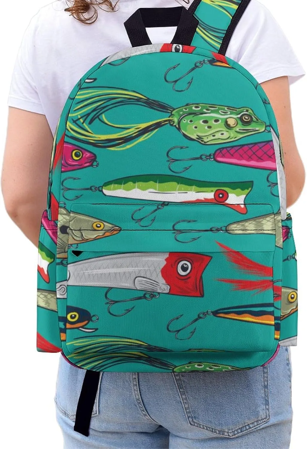 Laptop Backpack for Men Women Pop Colorful Fishing Lures Travel Work Backpack with Compartment Large Capacity Summer Daypack Business Work Bag