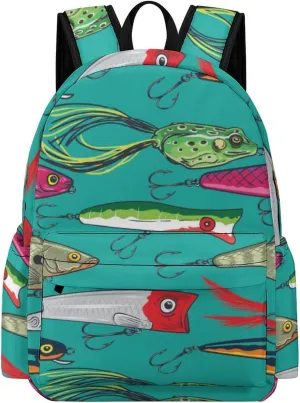 Laptop Backpack for Men Women Pop Colorful Fishing Lures Travel Work Backpack with Compartment Large Capacity Summer Daypack Business Work Bag