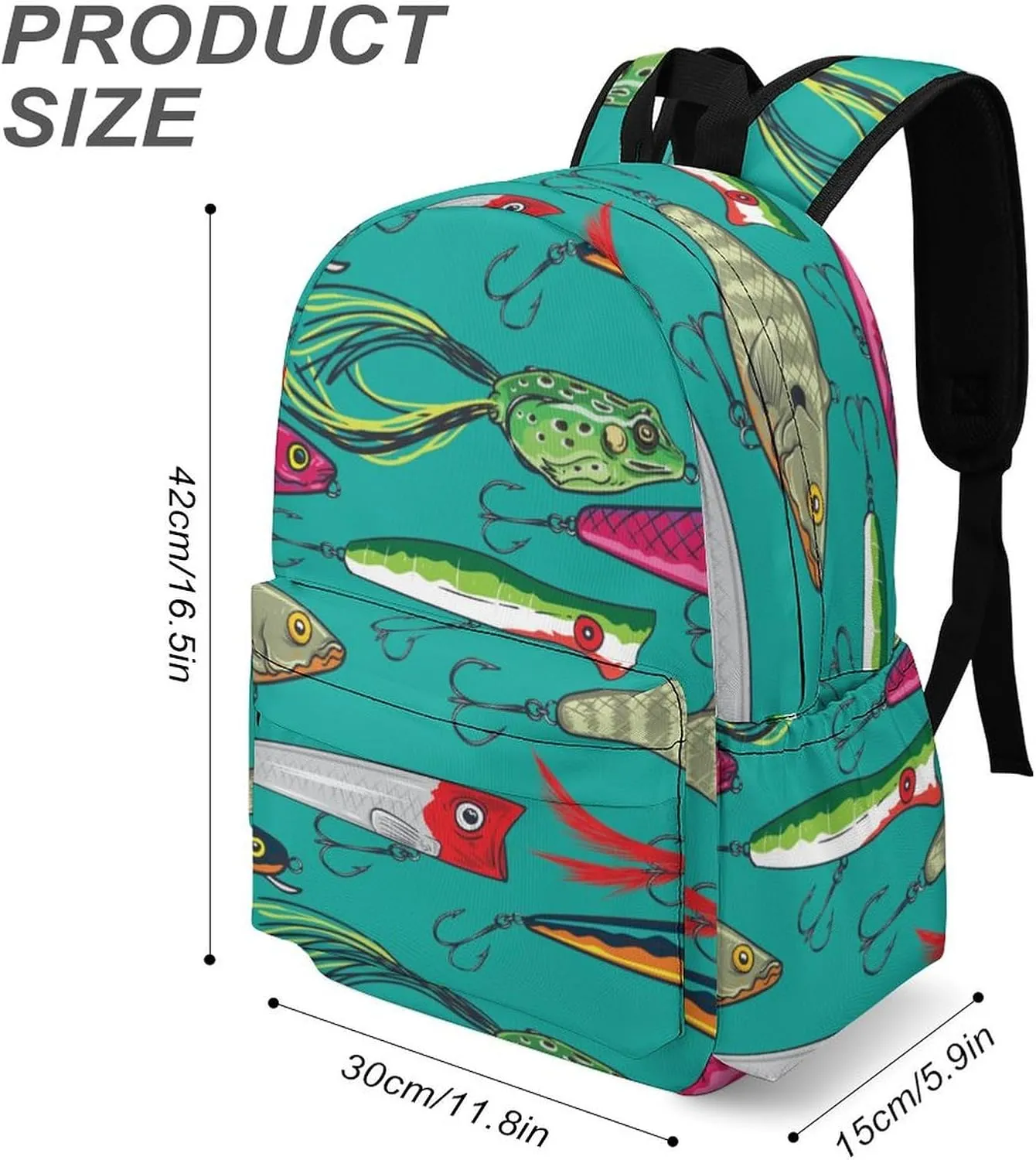 Laptop Backpack for Men Women Pop Colorful Fishing Lures Travel Work Backpack with Compartment Large Capacity Summer Daypack Business Work Bag