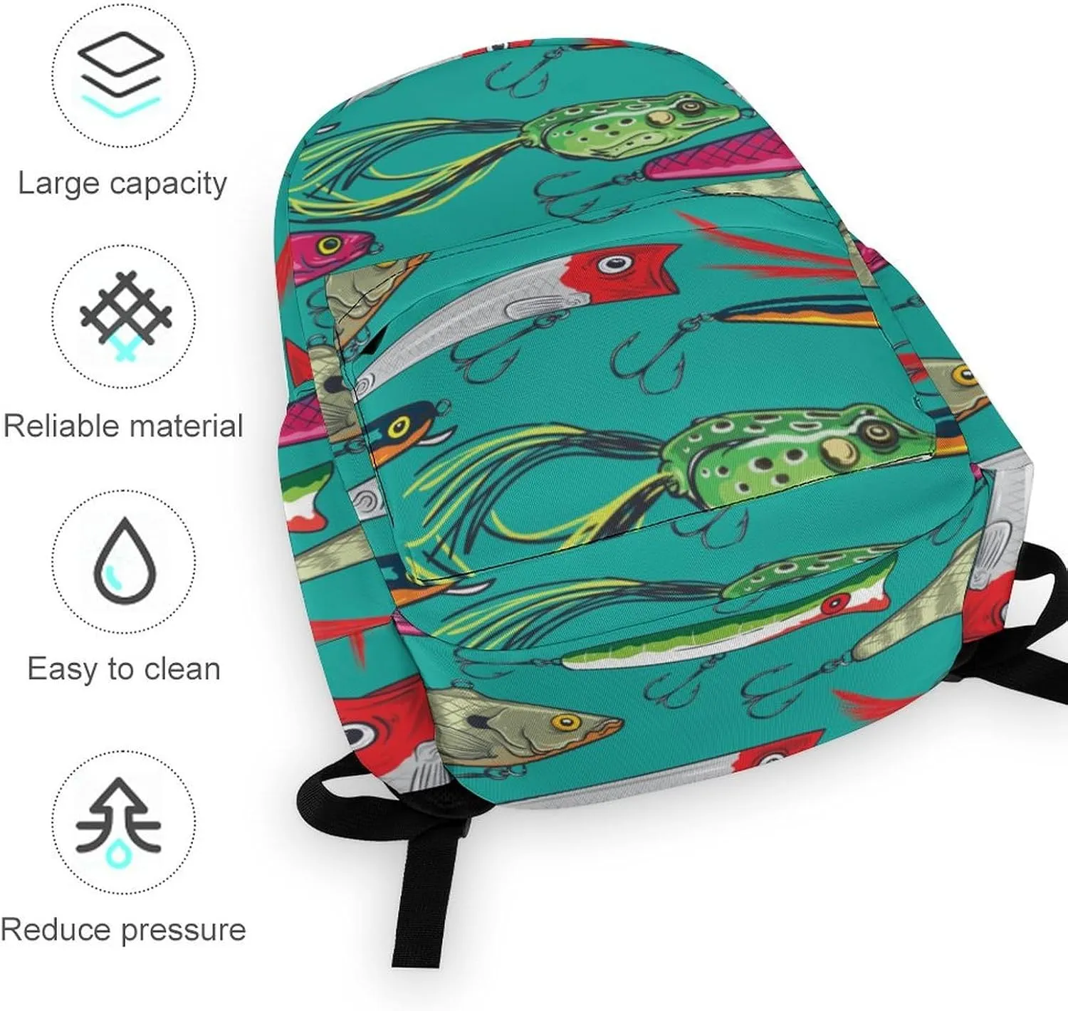 Laptop Backpack for Men Women Pop Colorful Fishing Lures Travel Work Backpack with Compartment Large Capacity Summer Daypack Business Work Bag