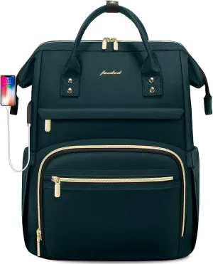 Laptop Backpack for Women Work Bags - 15.6 Inch Professional Womens Travel Backpack Purse Computer Laptop Bag Nurse Teacher Backpack Waterproof Carry on Back Pack with USB Port Dark Green