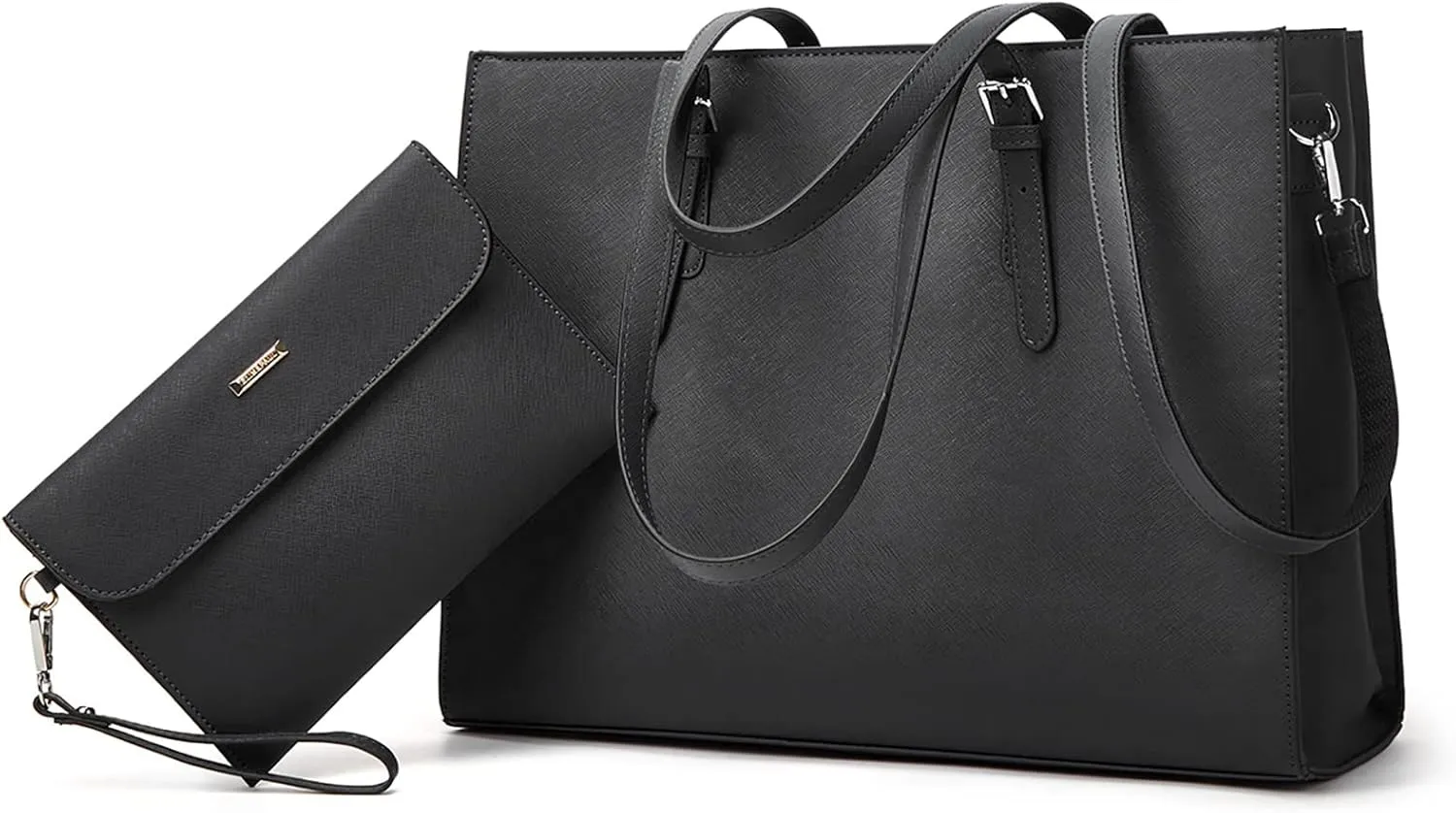 Laptop Bag for Women 15.6 inch Laptop Tote Bag Leather Classy Computer Briefcase for Work Waterproof Handbag 2pcs Set