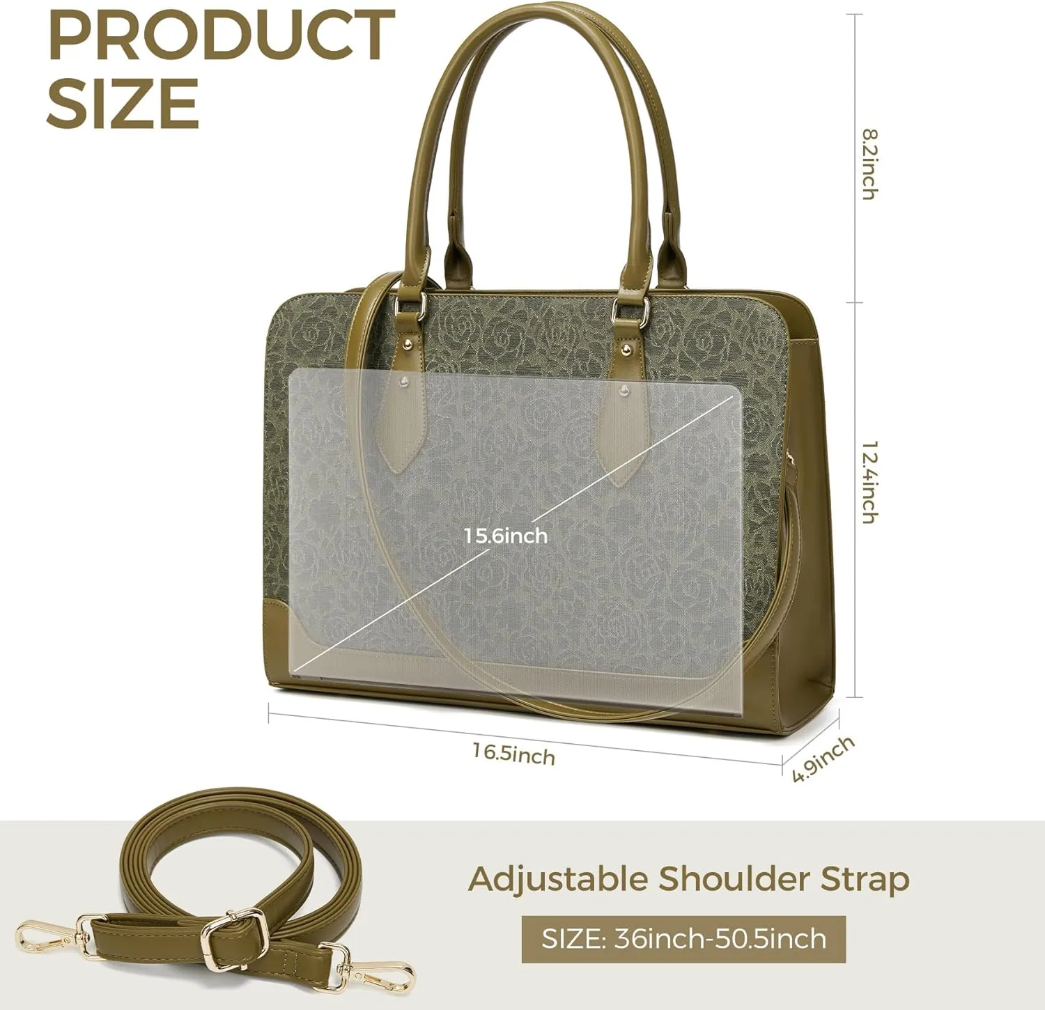 Laptop Bag for Women 15.6 Inch Work Tote Bag for Women,Leather Computer Bags Waterproof Tote Professional Briefcase,Large Capacity Business Office Bag for Work