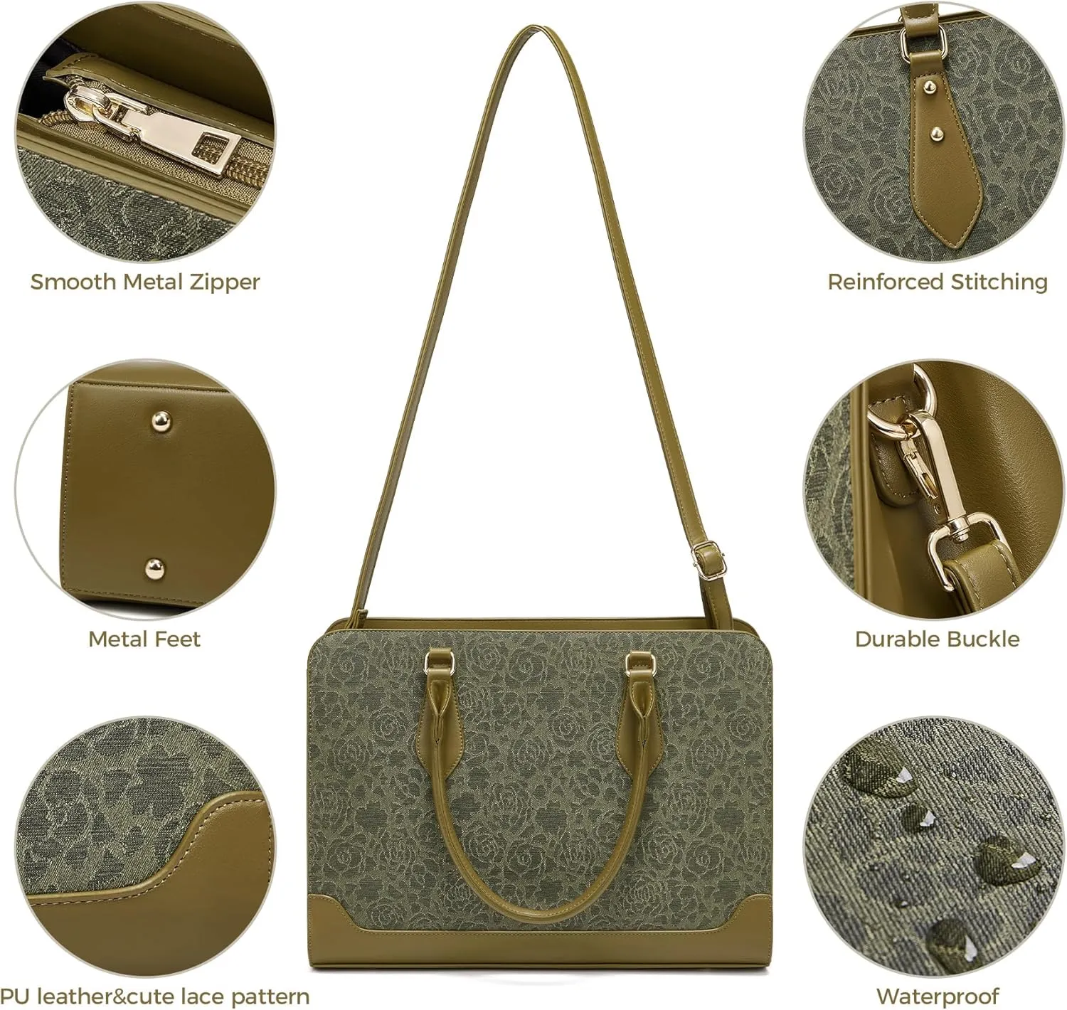 Laptop Bag for Women 15.6 Inch Work Tote Bag for Women,Leather Computer Bags Waterproof Tote Professional Briefcase,Large Capacity Business Office Bag for Work