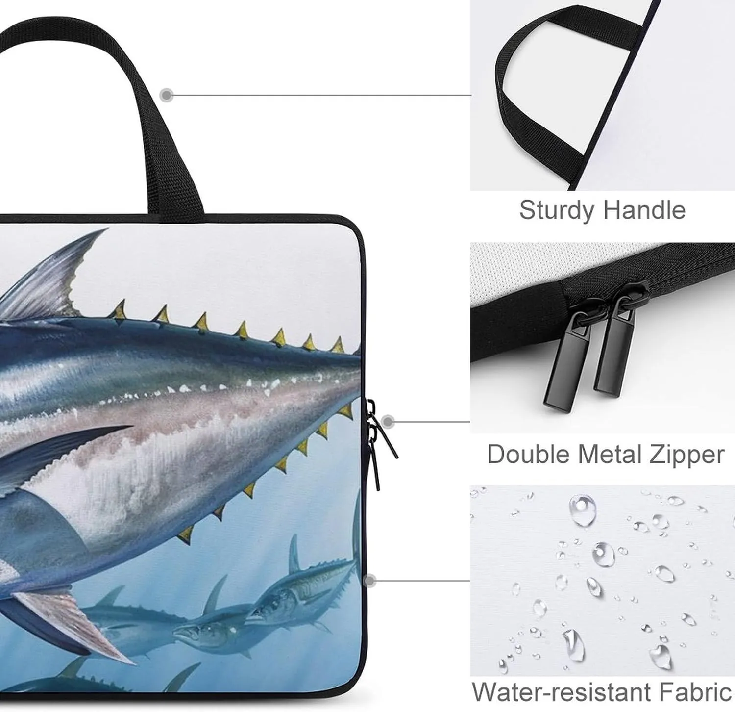 Laptop Bag for Women Computer Tote Bag Bluefin Tuna Thunnus Business Bag Briefcase Lightweight Handbag